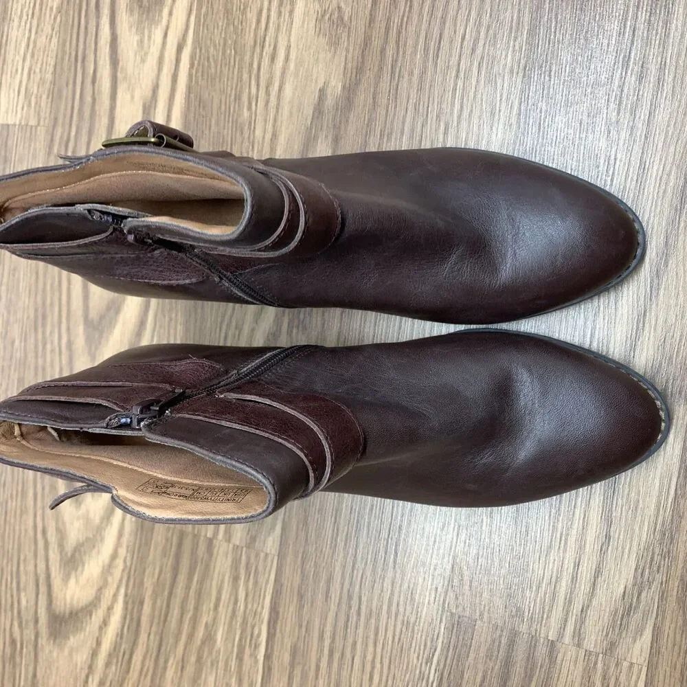 Vionic Trinity Boots Womens US Size 9.5‎ Brown Leather Booties TVW5300 Ankle